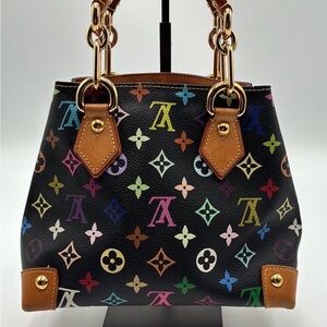 Louis Vuitton Black Murikami Monogram Satchel with Gold Hardware